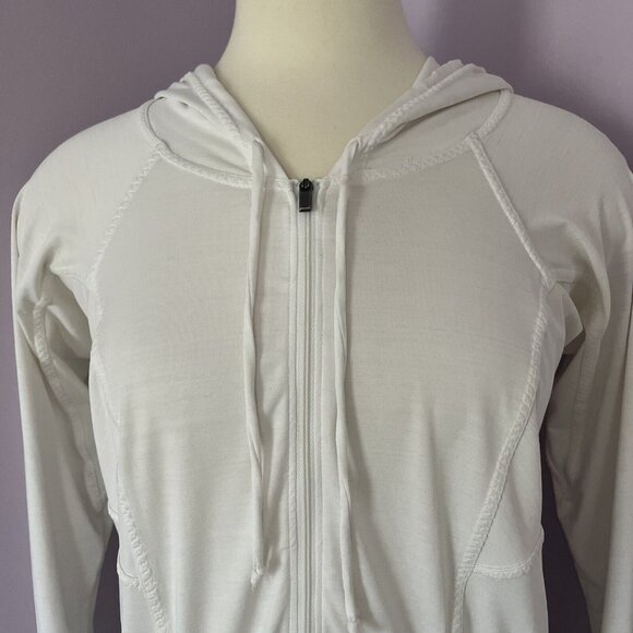 Athleta Pullover Womens M White Hoodie 1/2 Zip Athleisure - Picture 2 of 6